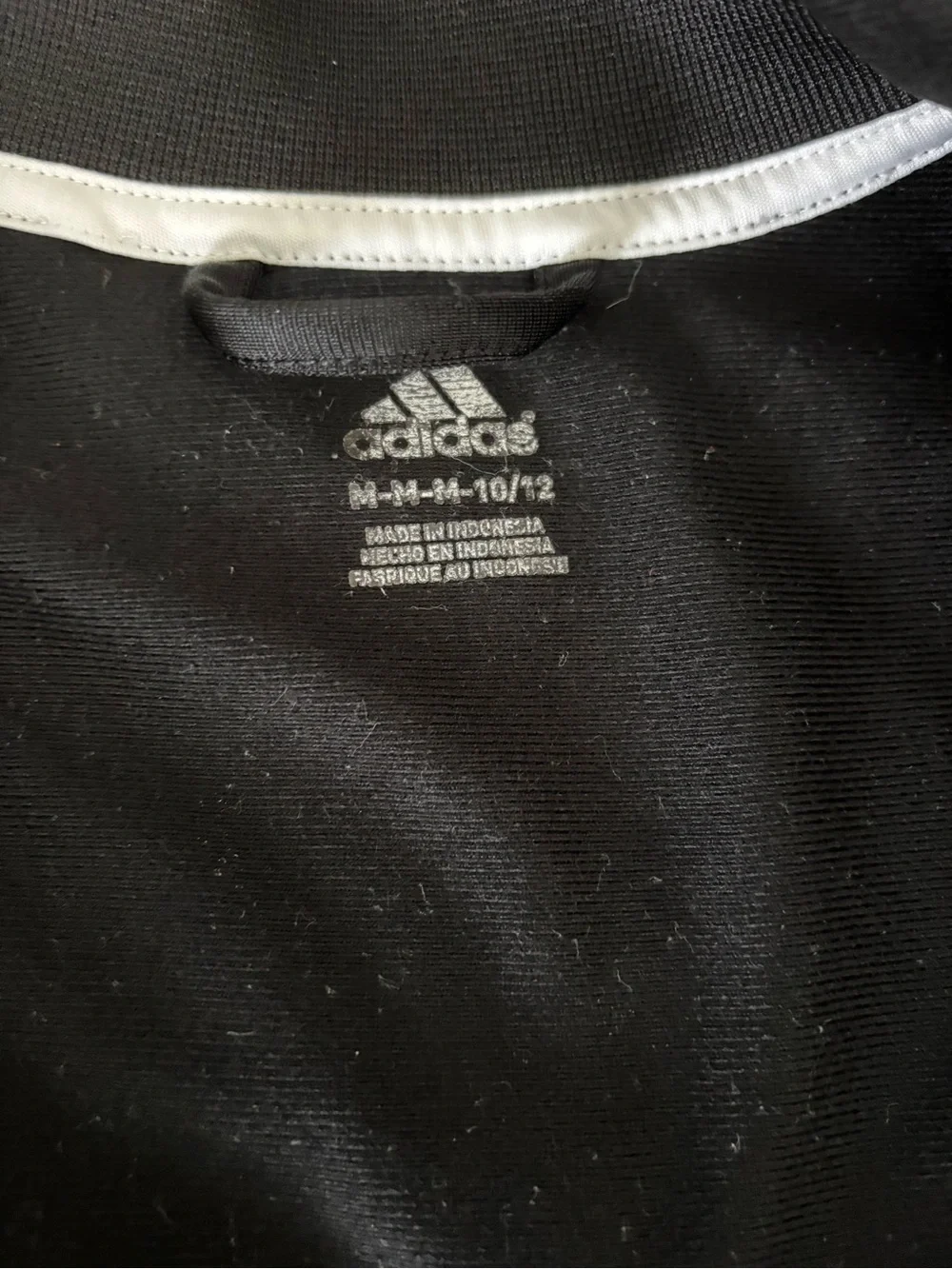 Adidas Youth Track Jacket Black White 3 Stripe Full Zip Athletic Jacket Size M